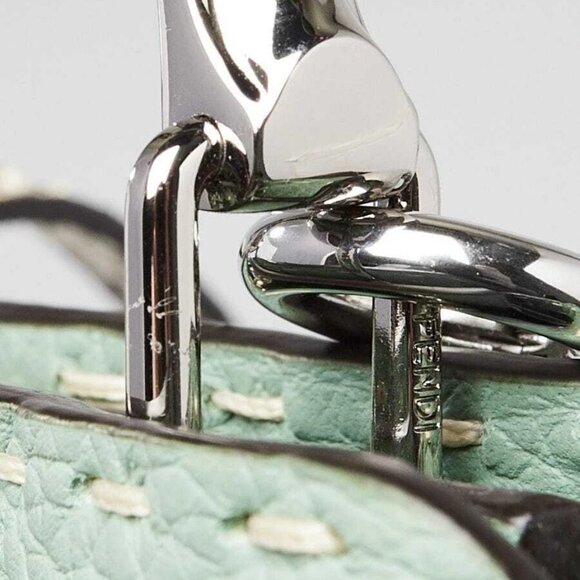 Fendi Menta Pebbled Leather/Snakeskin Nano Peekaboo Maxi Handle Bag - 7AS106 - Picture 6 of 12